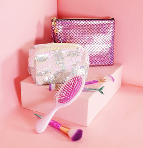 Spring Fling Sequin Makeup Bag - White